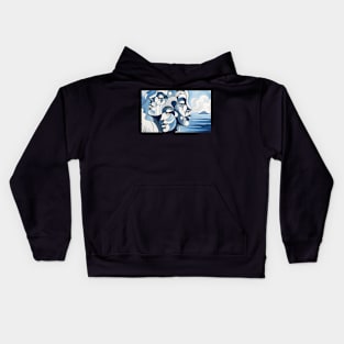 Overlapping faces, art deco Kids Hoodie